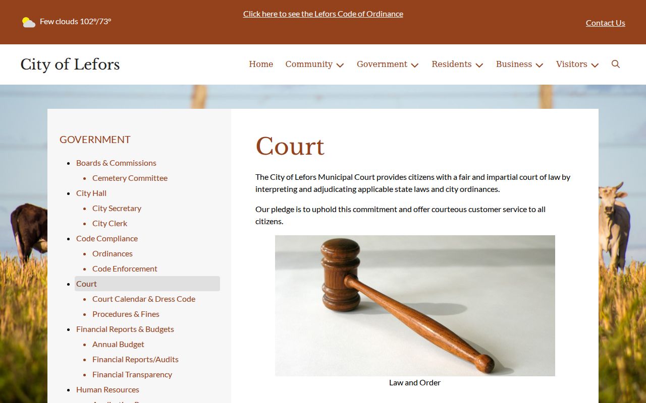 Lefors Municipal Court criminal records page