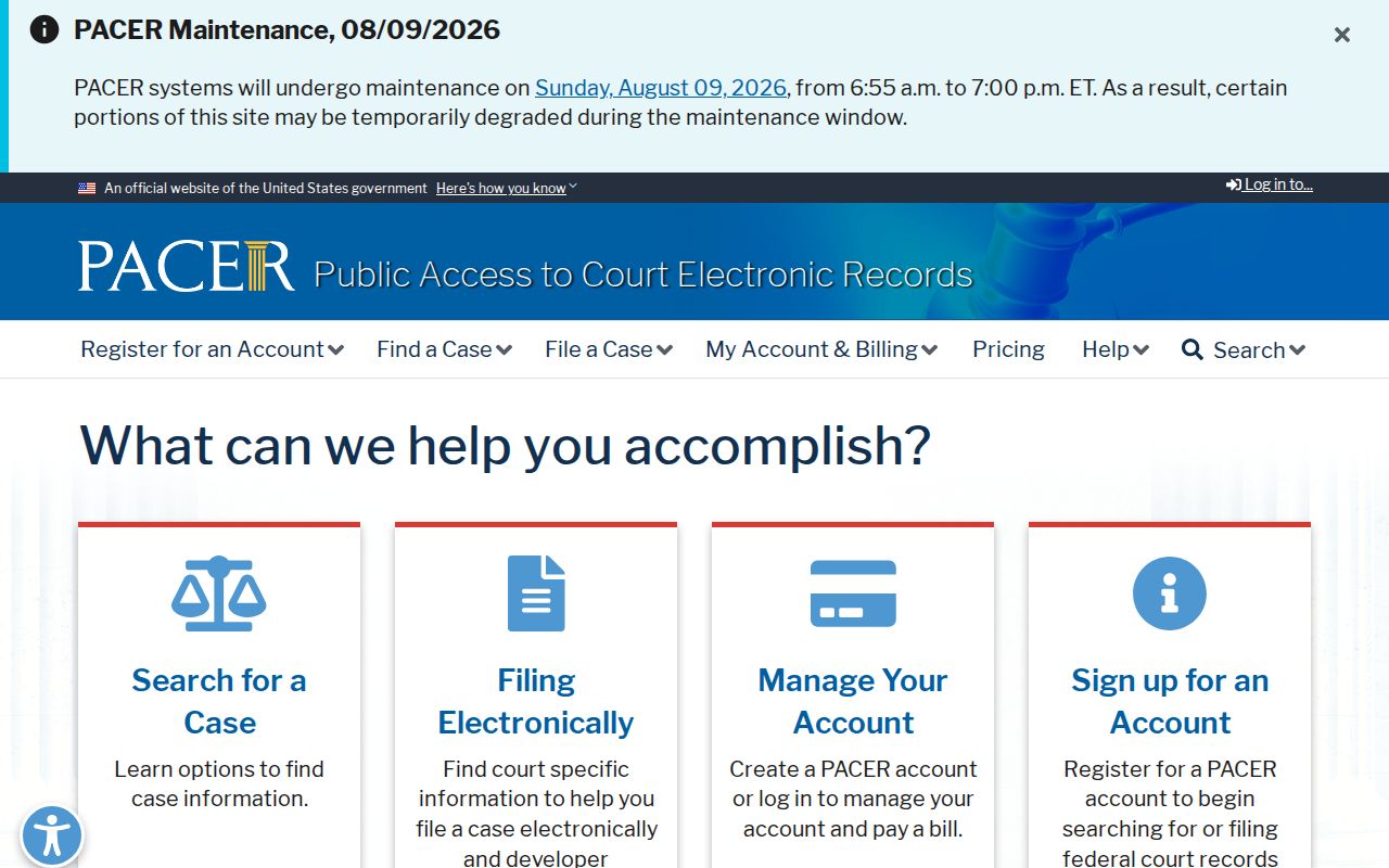 PACER access for federal McLean criminal case records