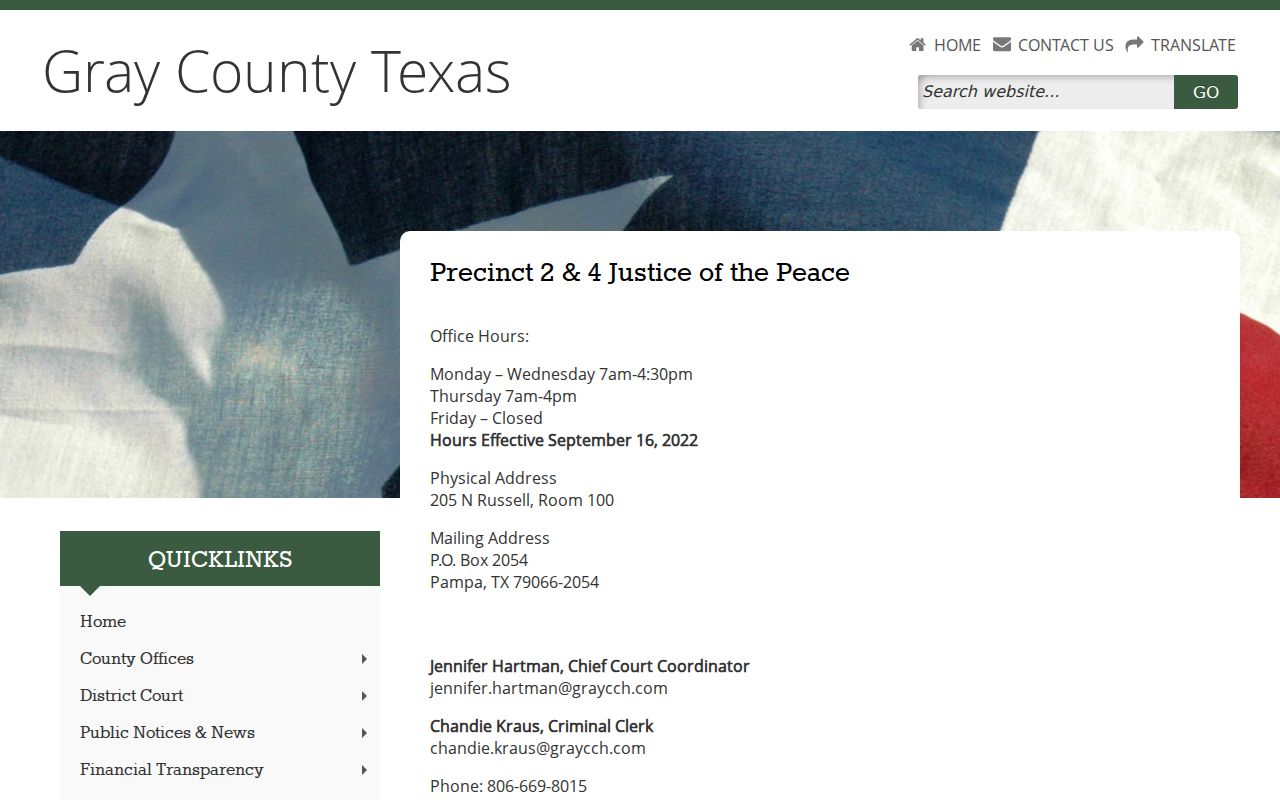Pampa-area justice court source for criminal records