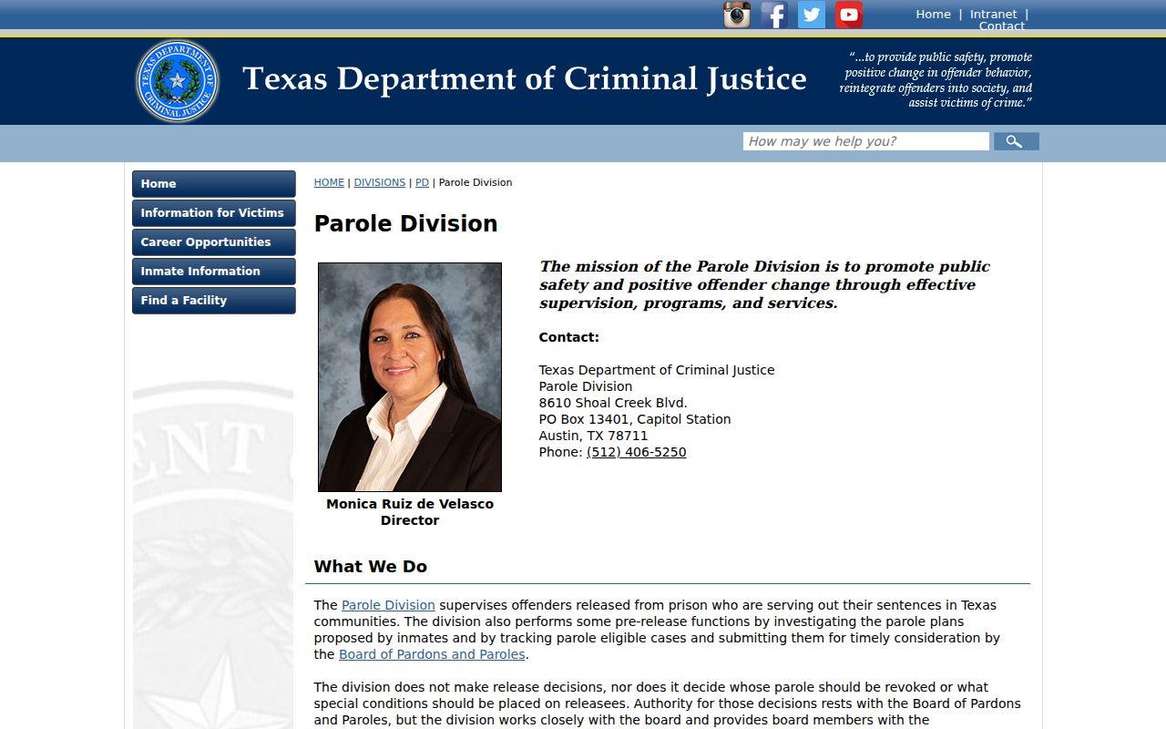 Gray County criminal records TDCJ parole supervision